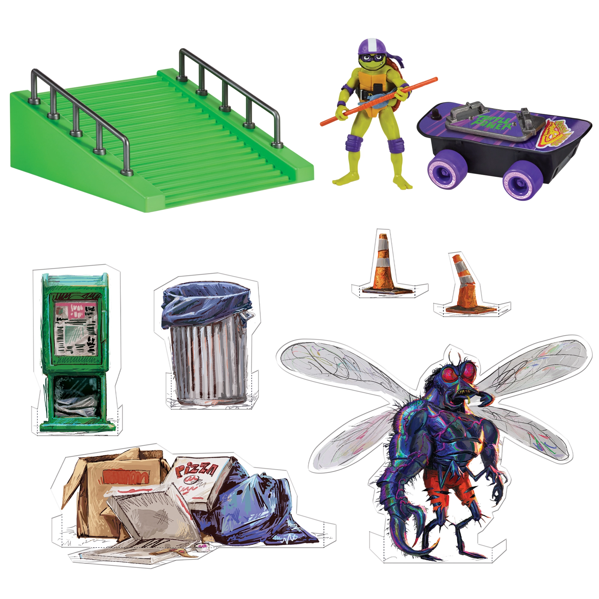 Donatello with Skateboard and Skatepark