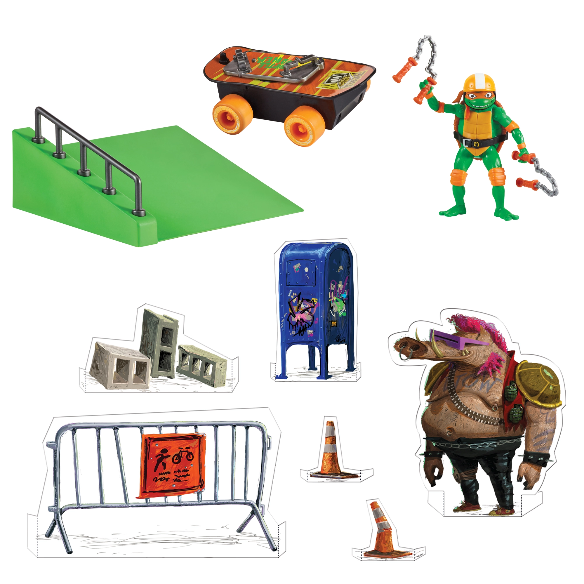 Michelangelo with Skateboard and Skatepark
